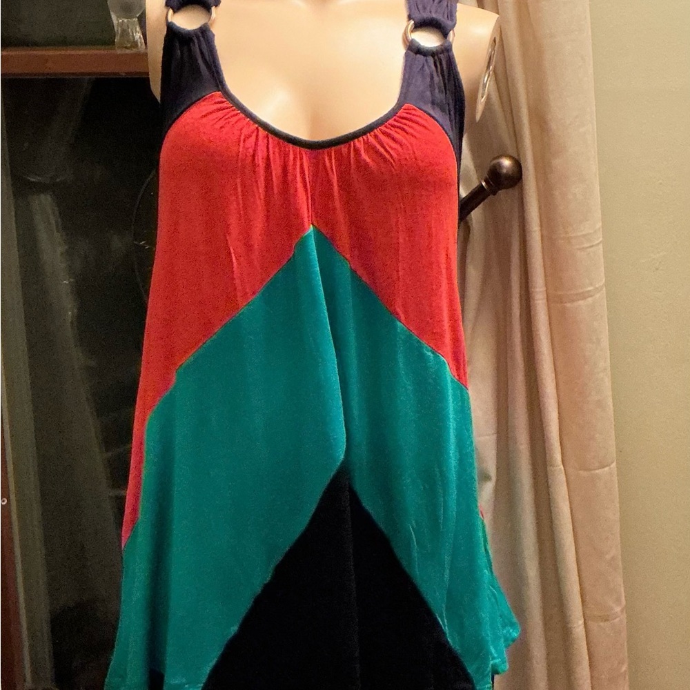 Just Ginger Red, Teal, and Black Tank Top